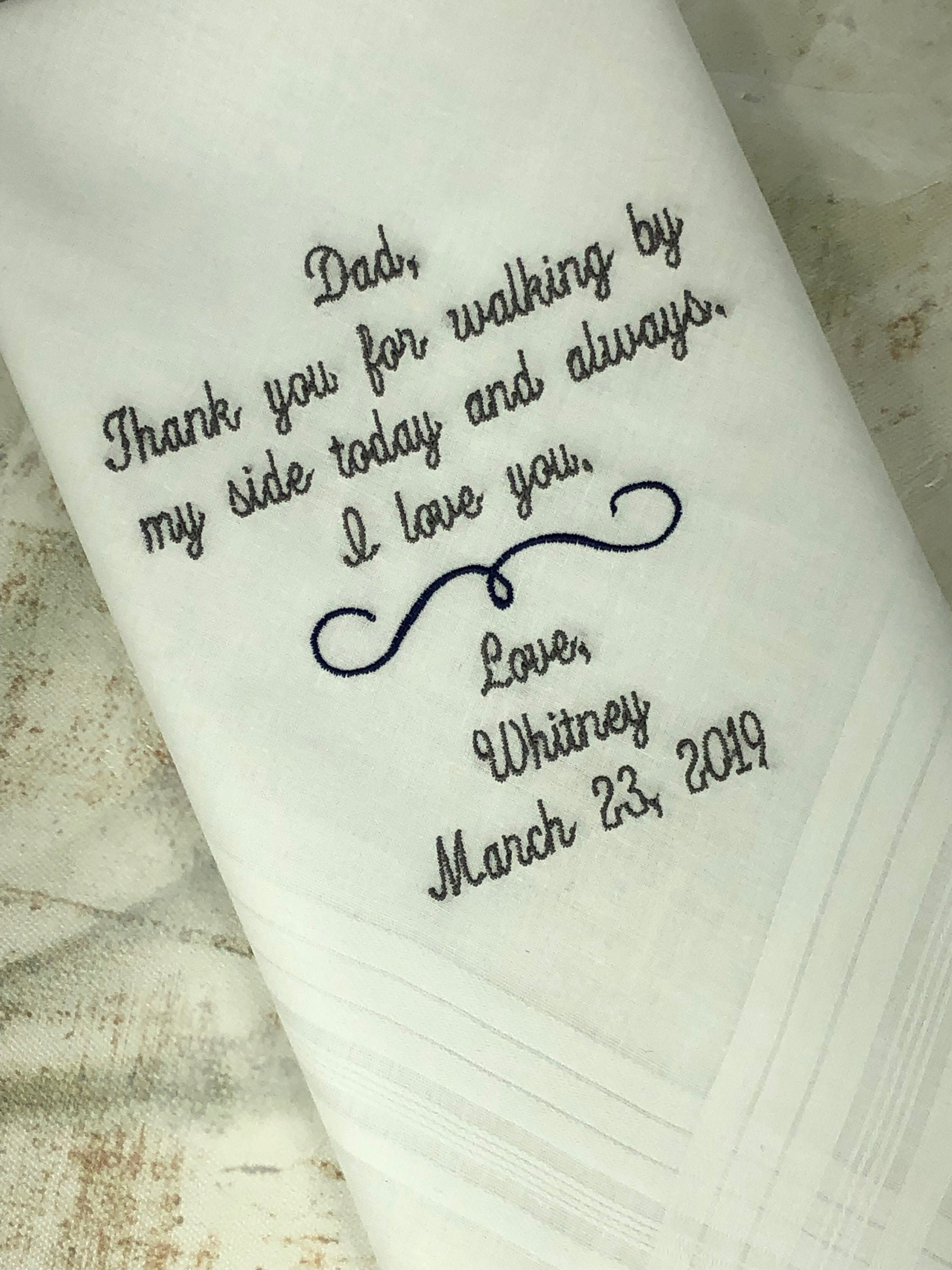 Personalized Wedding Handkerchief Father Of The Bride Embroidered Han…