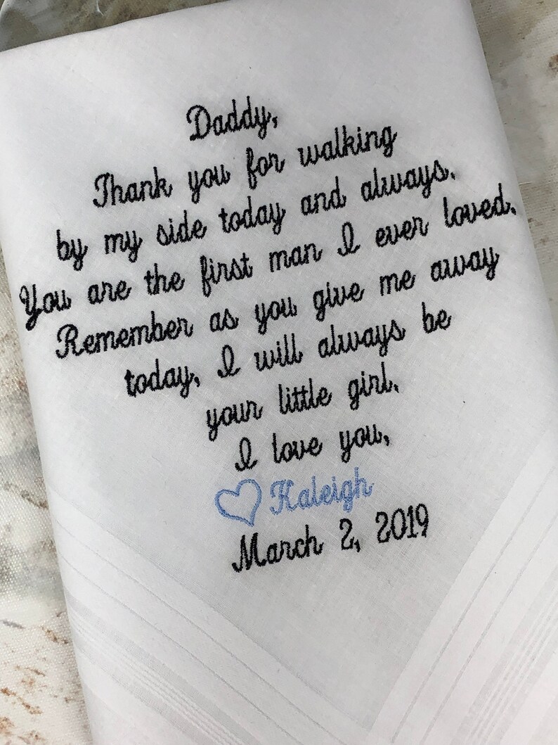 Embroidered Wedding Handkerchief personalized Wedding Etsy