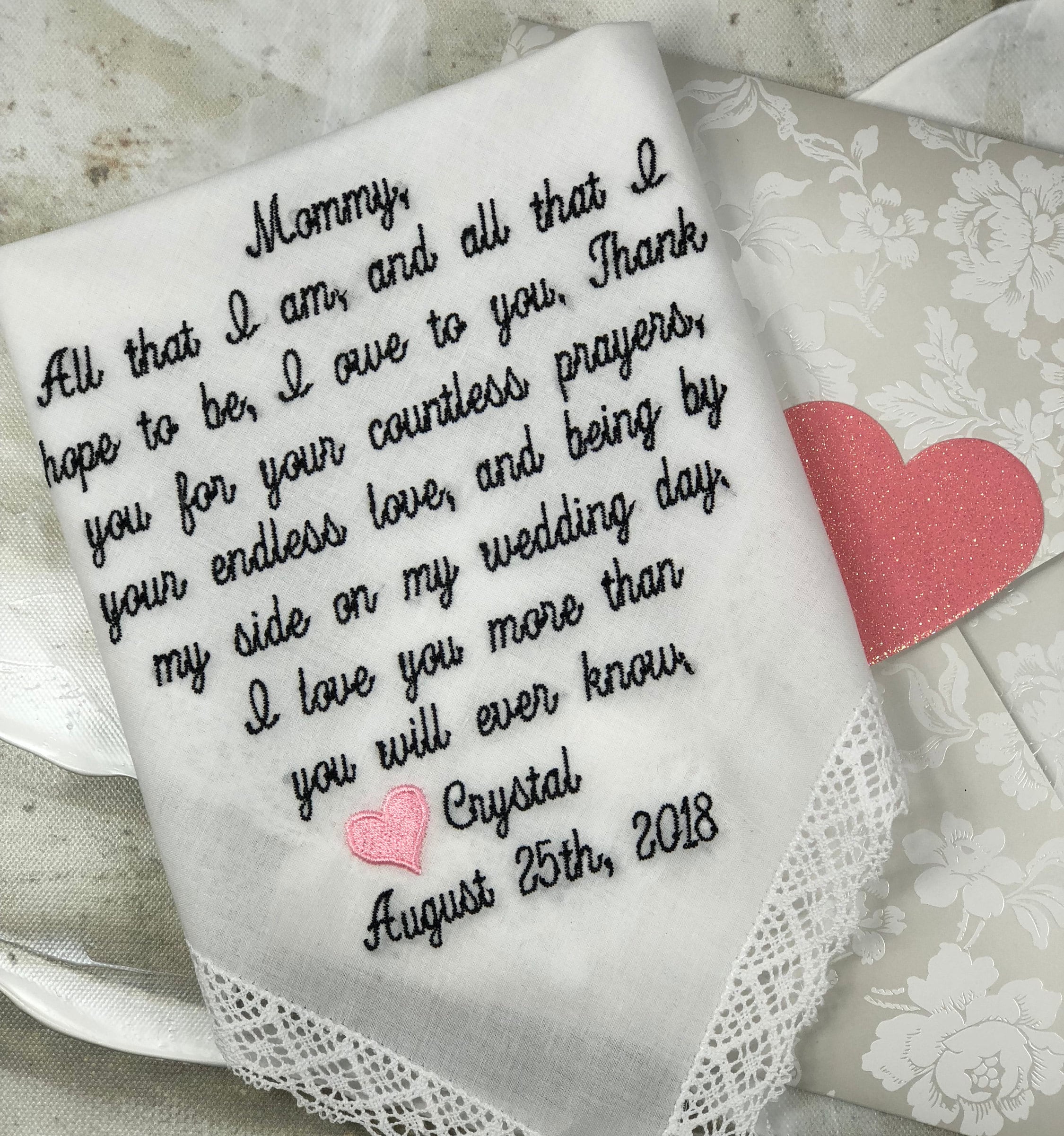Mother of the Bride Wedding Handkerchief, Wedding Handkerchief Mother…