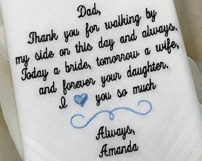 Wedding Handkerchief | EMBROIDERED | Father of the Bride | Custom Wed…