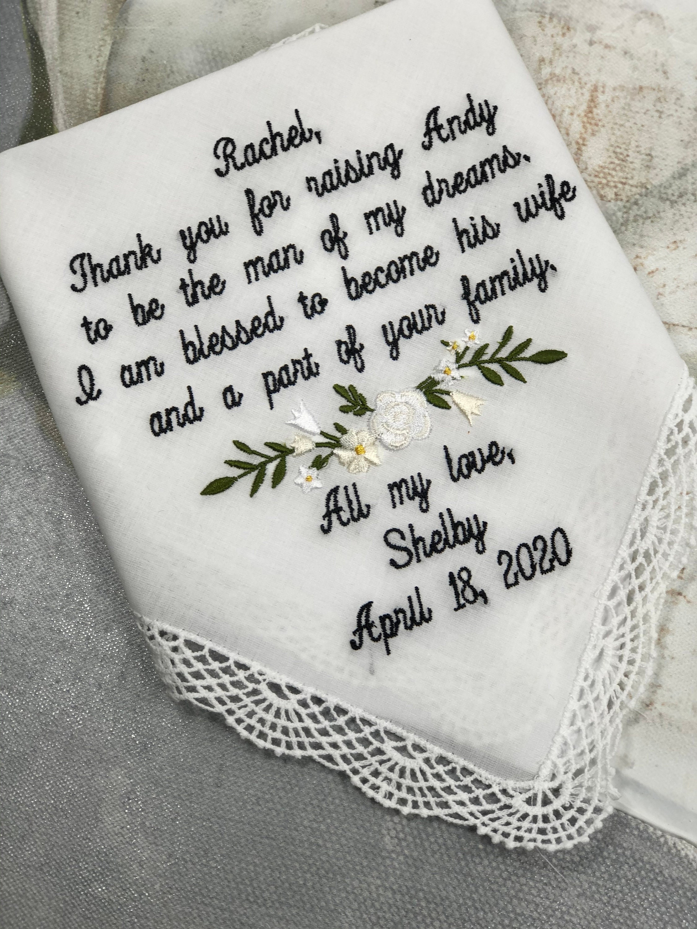 Embroidered Wedding Handkerchief. Thank You For Raising Your Son To B…