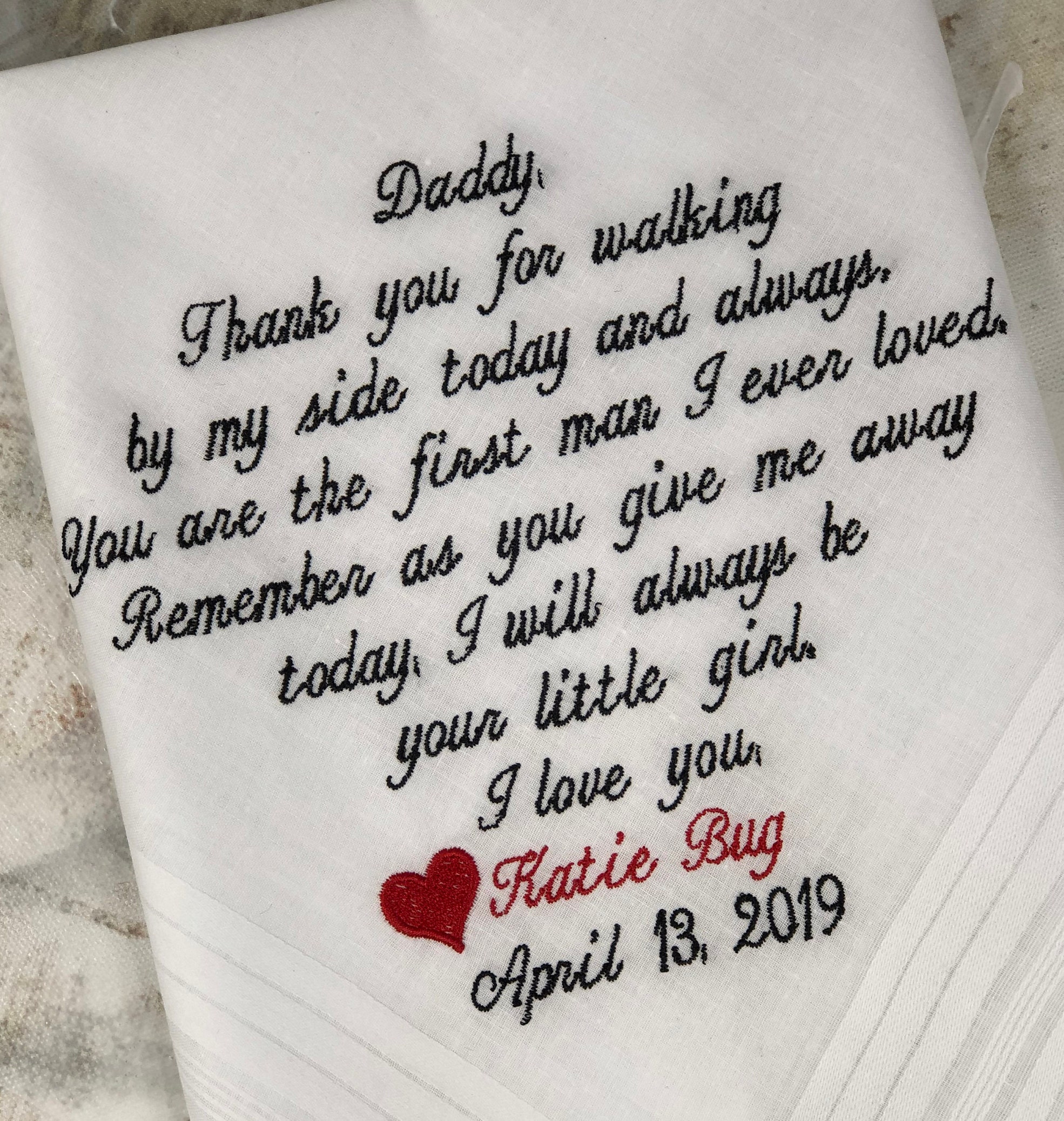 Father of the bride Gift Embroidered Personalized Wedding Handkerchie…