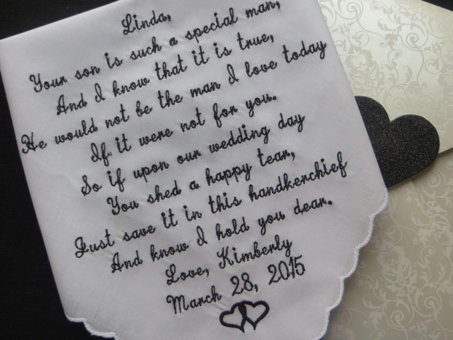 Mother in Law wedding handkerchief. Personalized and embroidered. FRE…