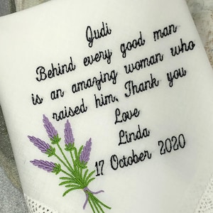 Mother of the Groom Gift, Wedding Handkerchief, Wedding Gift for Parents, Embroidered Handkerchief Mother of the Bride, Personalized gift520
