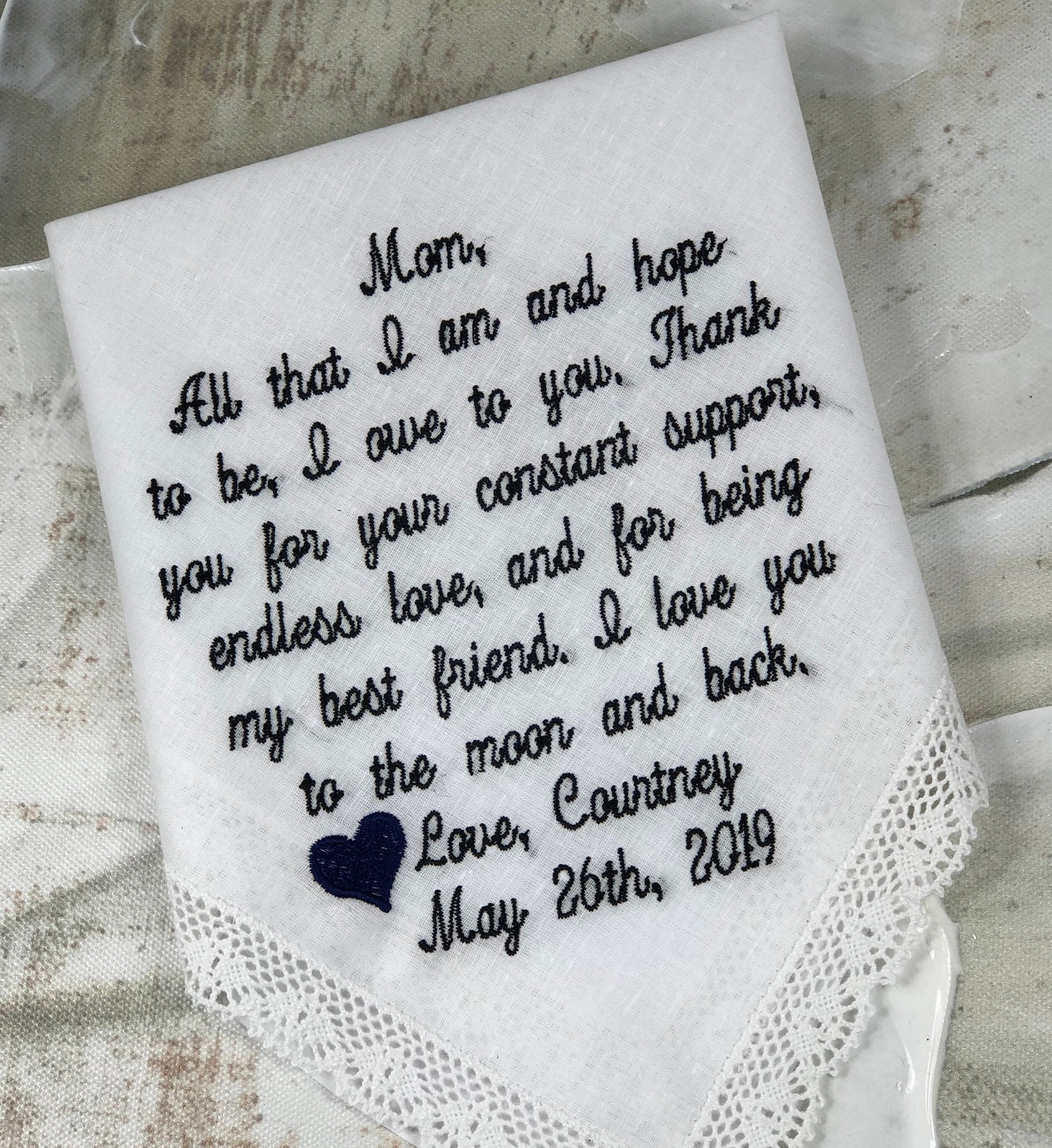 Wedding Handkerchief Mom Of The Bride | Embroidered Hankies | Mother …