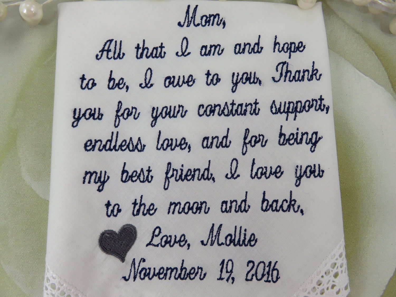 Mother Of Bride Gift -EMBROIDERED Wedding Handkerchief - To Dry Your …