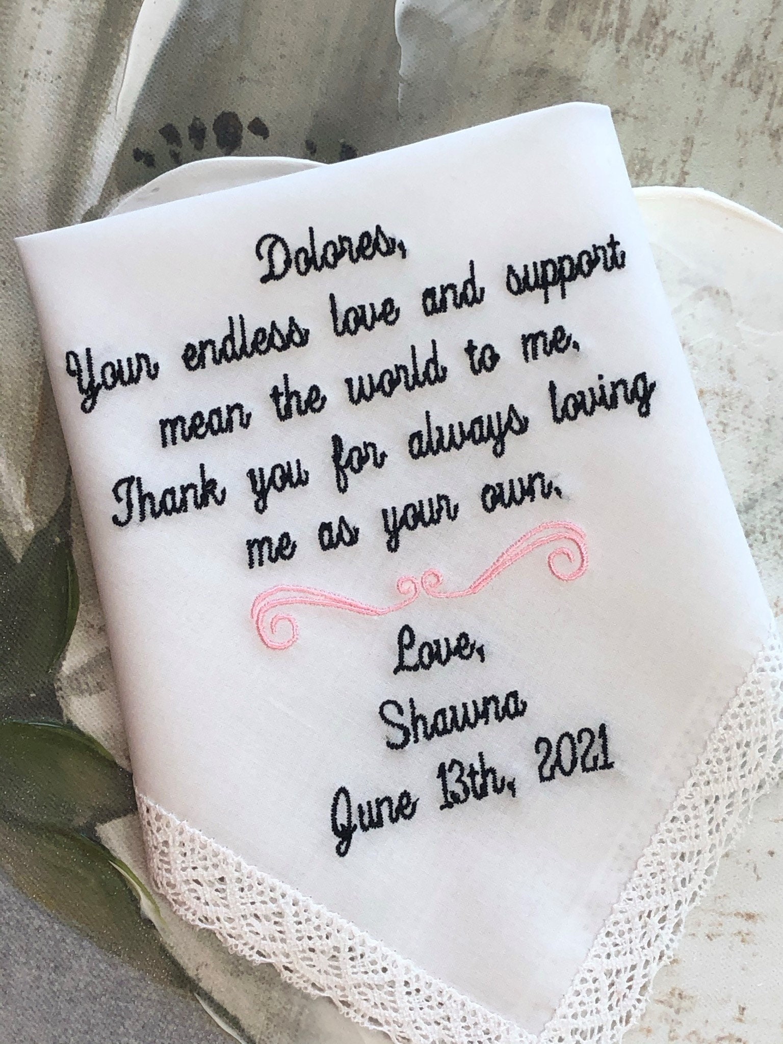 Wedding Handkerchief Aunt gift from the Bride, Gifts for Aunt on Wedd…