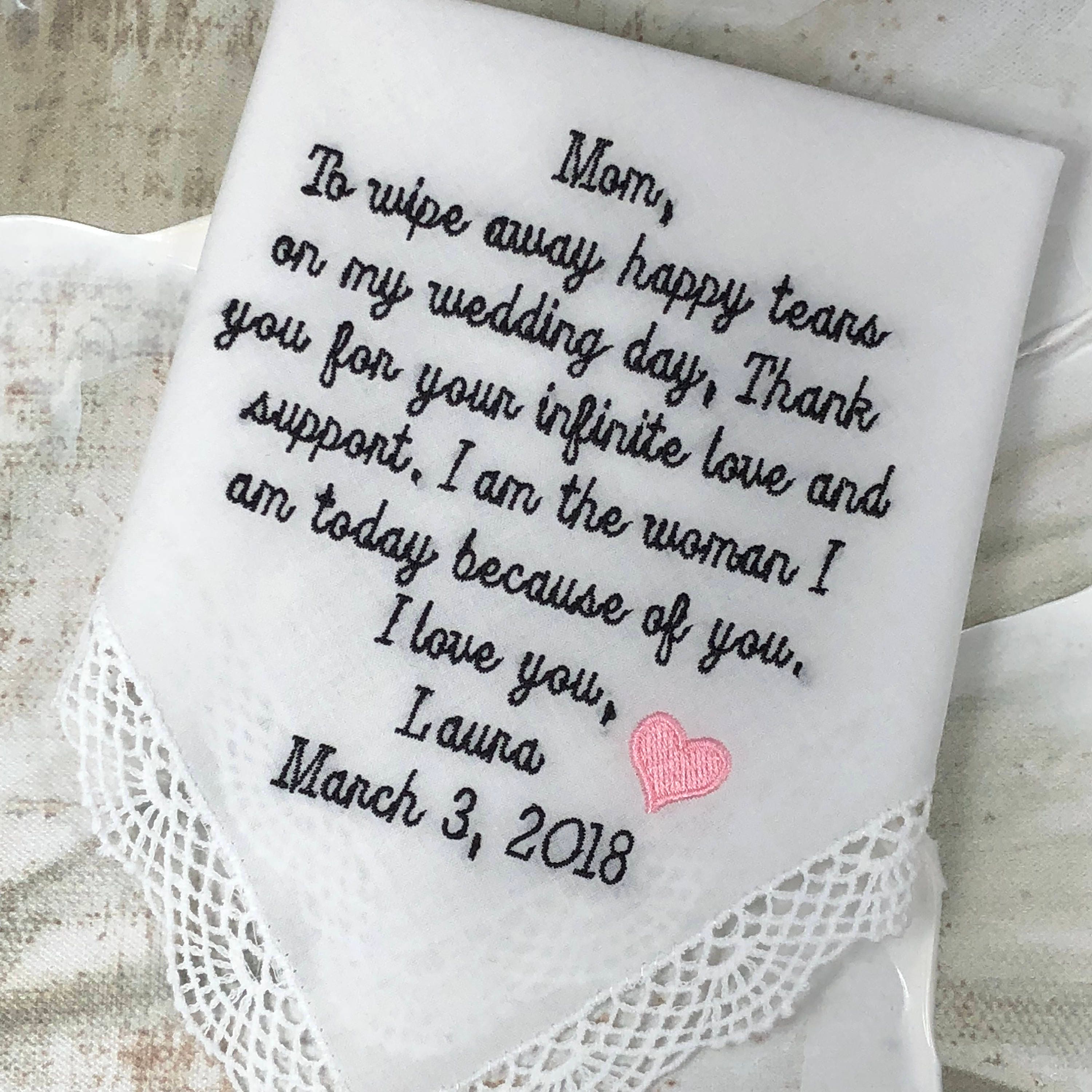 Wedding Handkerchief- Mother Of The Bride_ Embroidered Wedding Gift, …