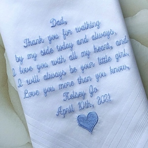 Personalized Handkerchief, Embroidered Wedding Handkerchief, Father of the Bride Handkerchief, Father of the Bride Gift Wedding Gift For Dad