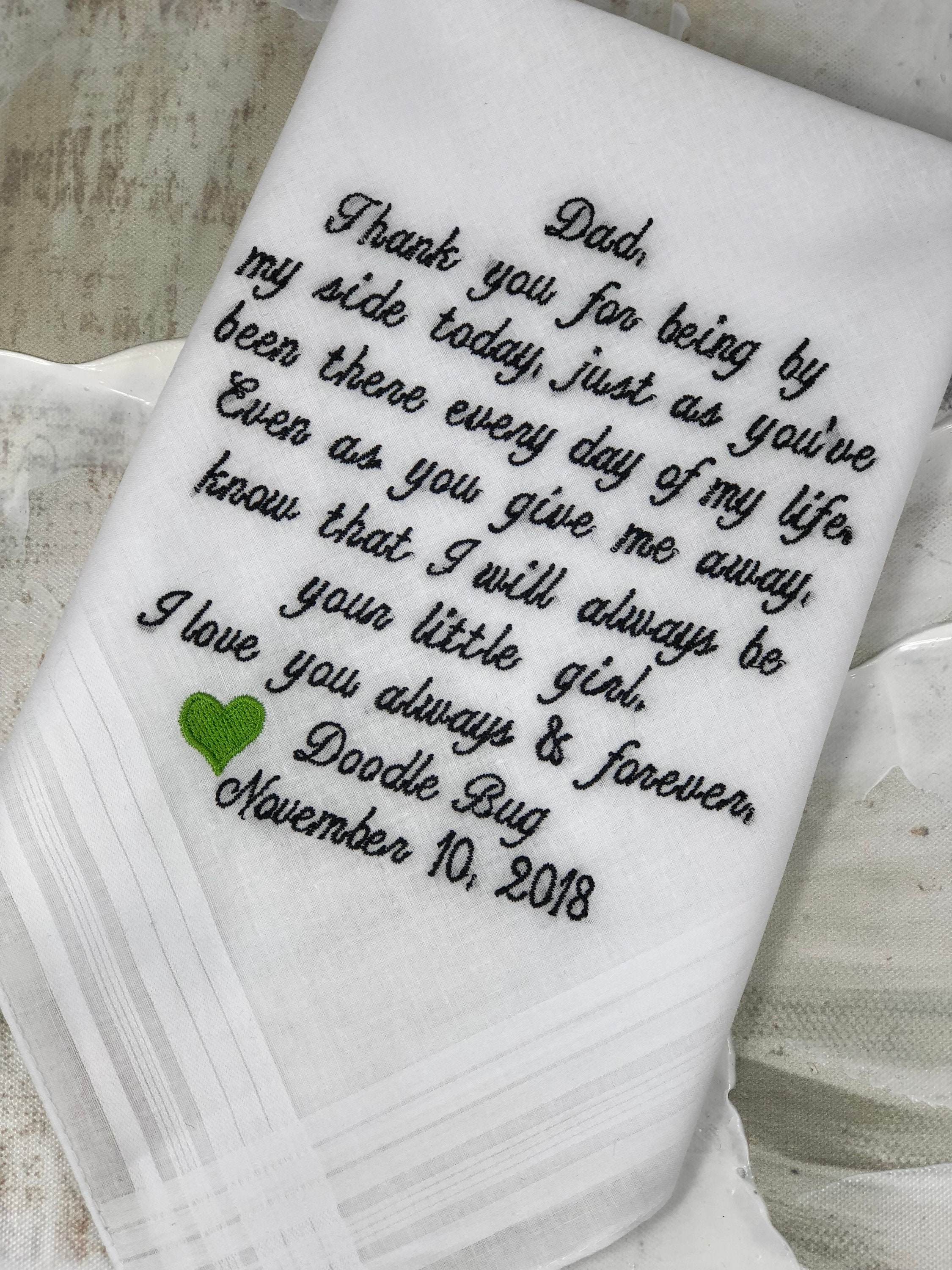 Father Of The Bride Gift | Wedding Handkerchief For Father | Personal…