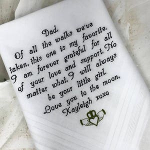 Wedding Gift- personalized handkercief - Wedding gift for dad. Father of the Bride hankerchief - Custom Bridal Gift on Wedding Day Gift