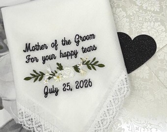 Pañuelo de boda personalizado: regalo bordado para la madre del novio para tus lágrimas de felicidad