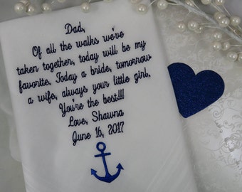 Handkerchief Embroidered Wedding Handkerchief Father Of The Bride Wedding Gift For Brother, Wedding Planning Gifts, Bride Dad Gift hankies