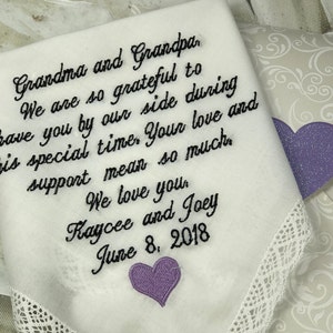 Grandparents of the Bride | Gifts from the Bride, Grandmother Wedding Handkerchief & Grandfather Wedding Handkerchief From The Bride - EMB..