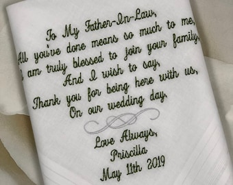 Wedding Handkerchief | Father Of The Bride | Custom Embroidered Wedding Gift | Custom Father Of The Groom | Wedding Gift For Dad | Dad Gift