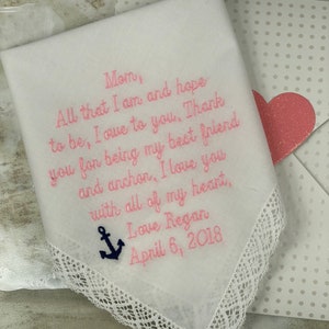 MotherOfTheBride Handkerchief-Wedding Handkerchief- Mother of the Bride Handkerchief Bride hankerchief from Bride Embroidered-Customized