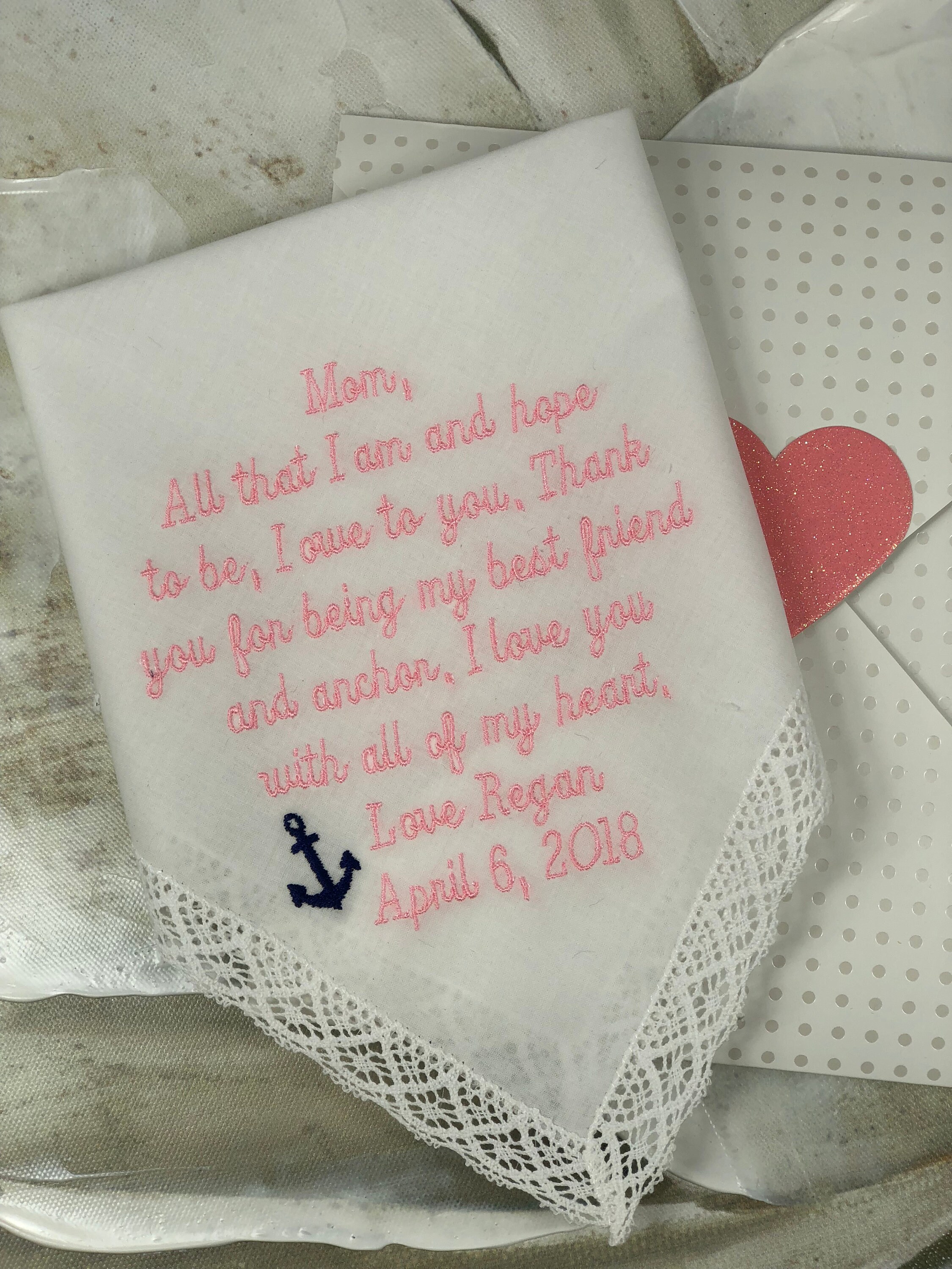 MotherOfTheBride Handkerchief-Wedding Handkerchief- Mother of the Bri…
