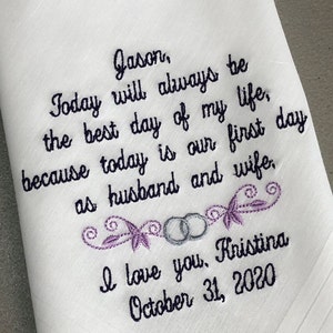 Groom Gift | Wedding Handkerchief For Groom | Personalized Wedding Gift | Wedding Gift To Groom | Custom Handkerchief Groom EMBROIDERED GIFT