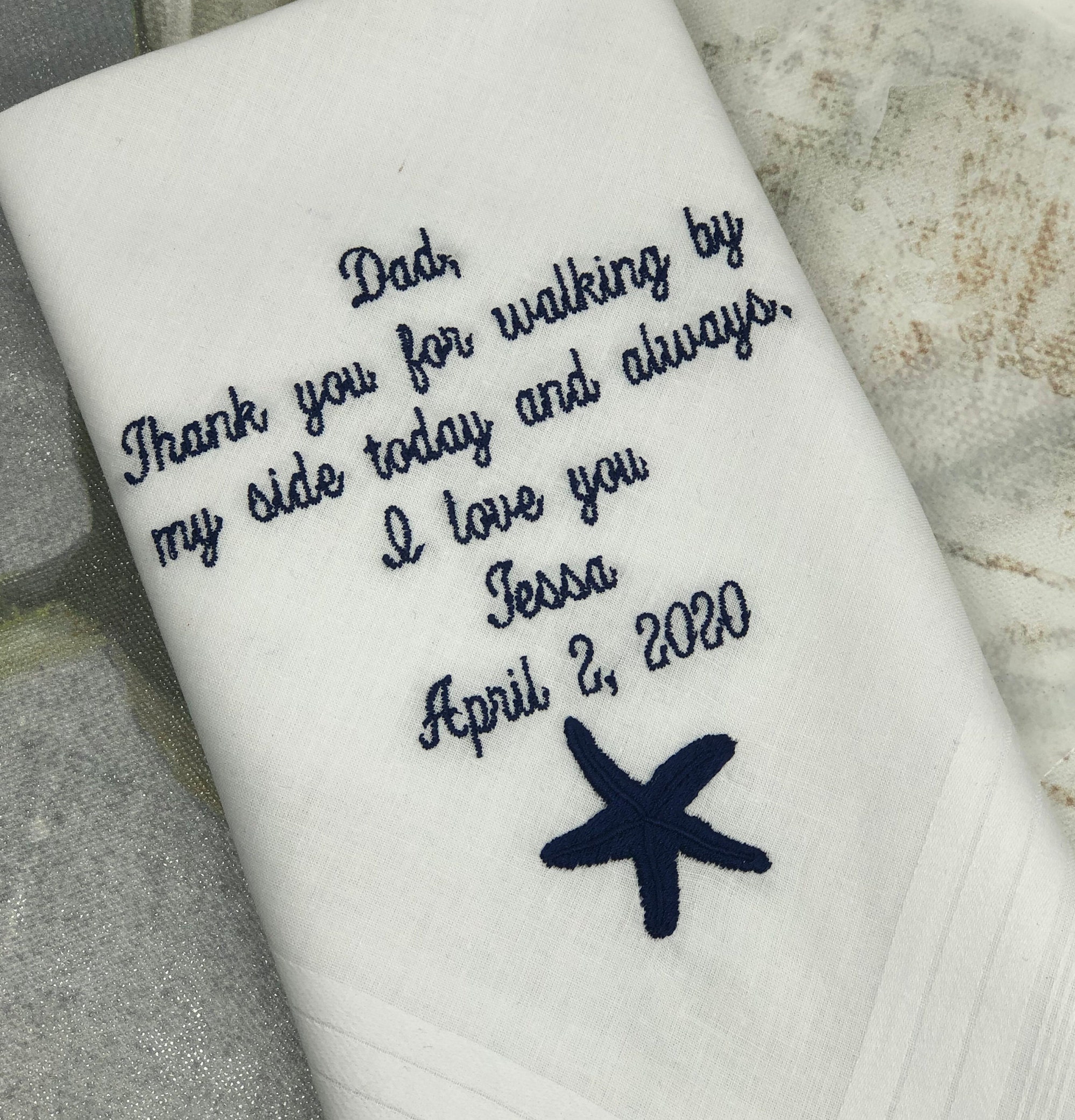 Dads Wedding Handkerchief Father of the Bride Gift For Dad, Beach The…
