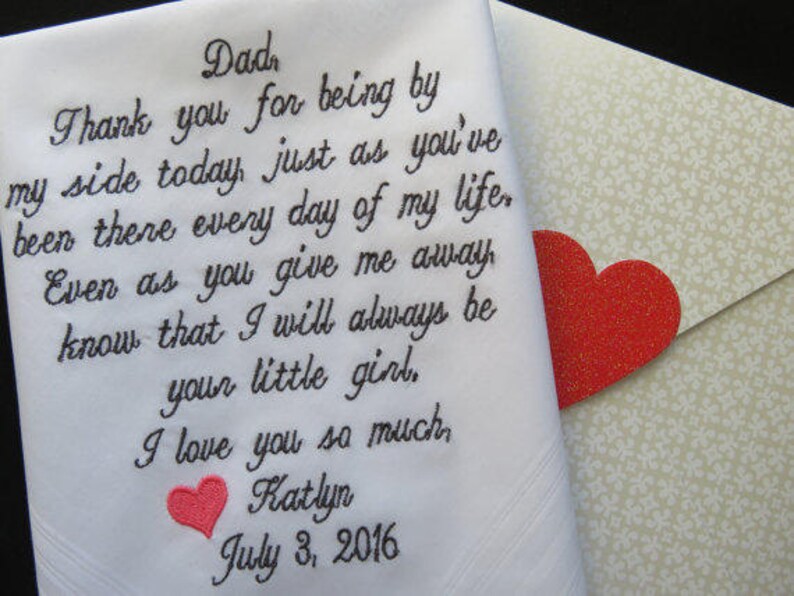 Father of the Bride Hankerchief-Wedding Handkerchief-Embroidered Customized-Wedding hankies-Father in Law-Wedding Gift-Dad of the Bride Gift 