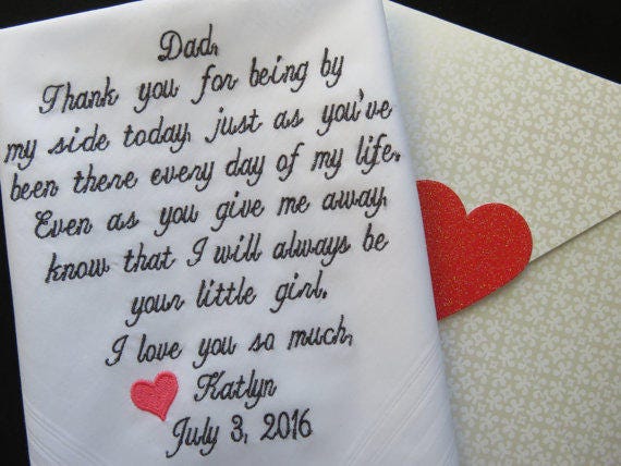Father of the Bride Hankerchief-Wedding Handkerchief-Embroidered Cust…