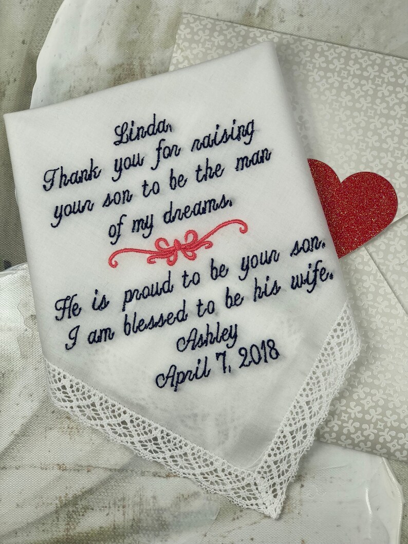 Mother in Law Wedding Gift Wedding Handkerchief for Grooms Etsy