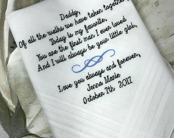 Dad Wedding Handkerchief | Father of the Bride Wedding Handkerchief | Personalized Wedding Handkerchief | Gift for Dad | embroidered hankies