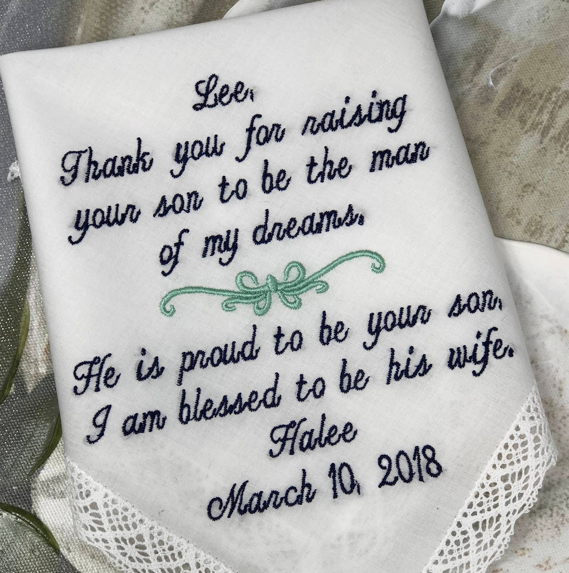 Mother In Law Wedding Handkerchief, Mother of the Groom Hankerchief-B…