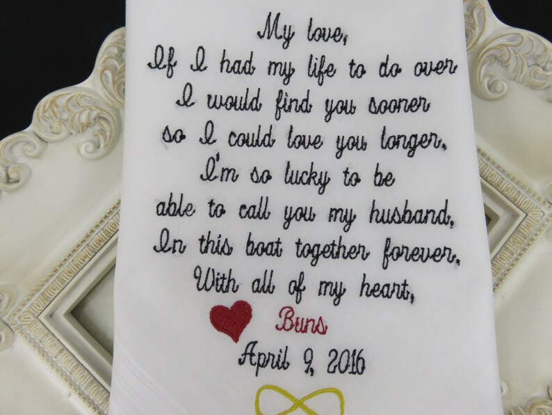 Groom Handkerchiefembroidered Wedding Gifthusband and WIFE Etsy