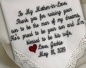 Bridal Wedding Handkerchief for Groom's Mom Mother of the Bride Father of the Bride Handkerchief Personalized Wedding Gift for mom Blue Gift