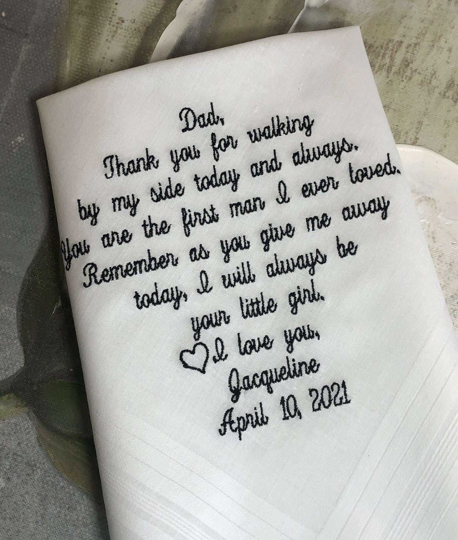 Father of the Bride Wedding Handkerchief Custom and Embroidered Handk…
