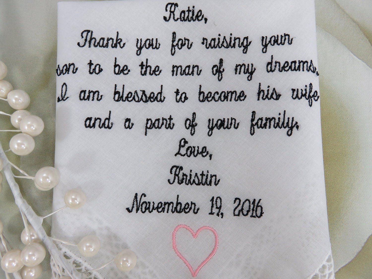 Wedding Handkerchief-Mother of the Groom Gift or Mother of the Bride-…
