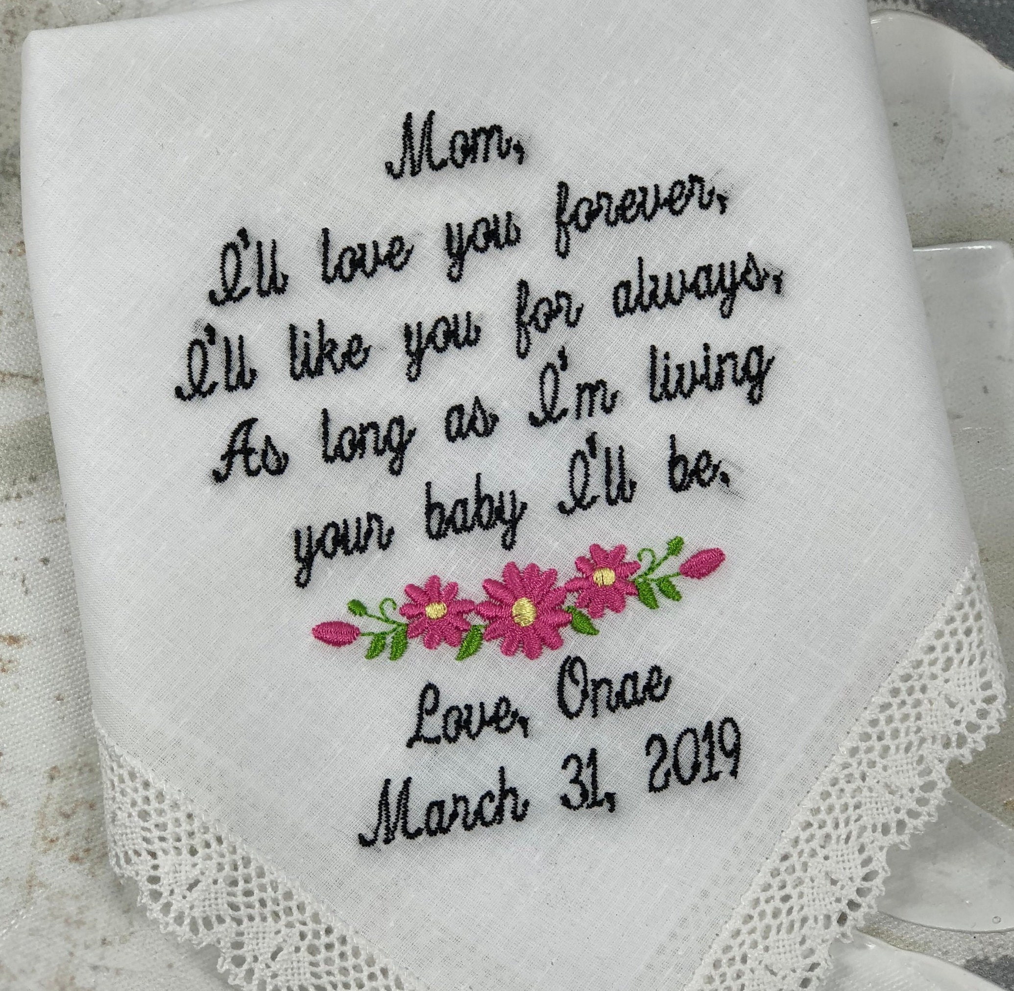 Mother of the Bride Gift & Embroidered | Wedding Handkerchief | Weddi…