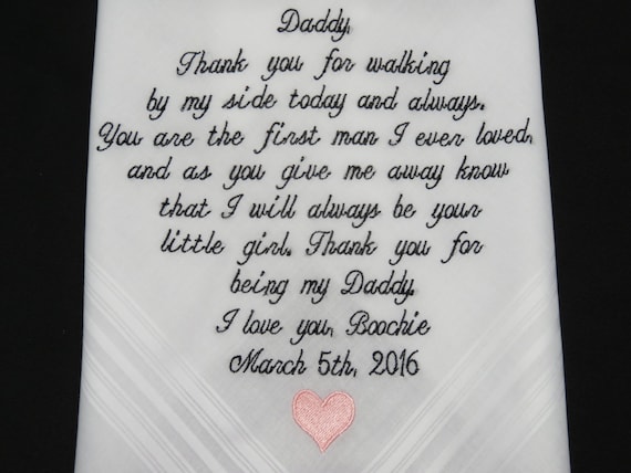 Mom Free Gift Box With Each One That You Order. Dad/'s 40 words of your choice or Pappa Personalized Wedding Handkerchief Grandmother