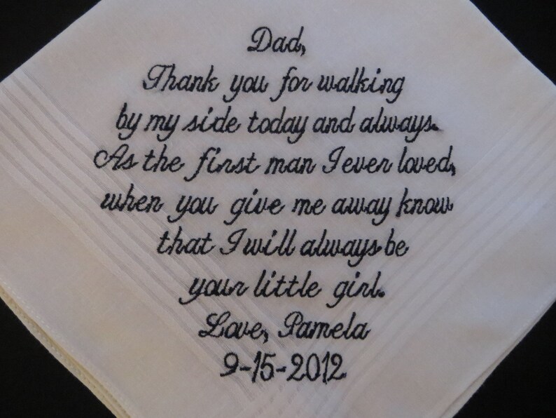 Mom Free Gift Box With Each One That You Order. Dad/'s 40 words of your choice or Pappa Personalized Wedding Handkerchief Grandmother