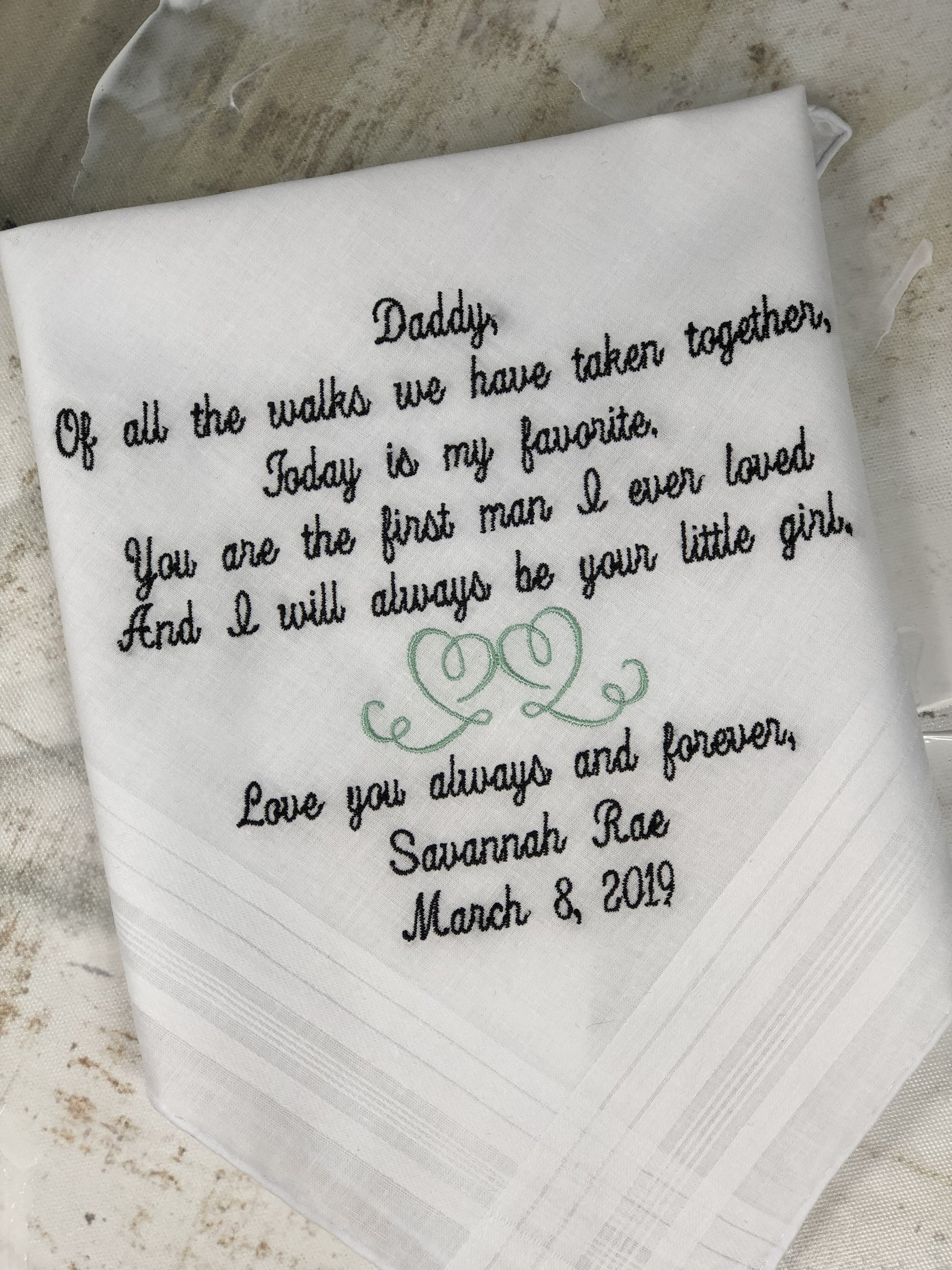 Father Wedding Handkerchief Father Of The Bride Wedding Gift Embroide…