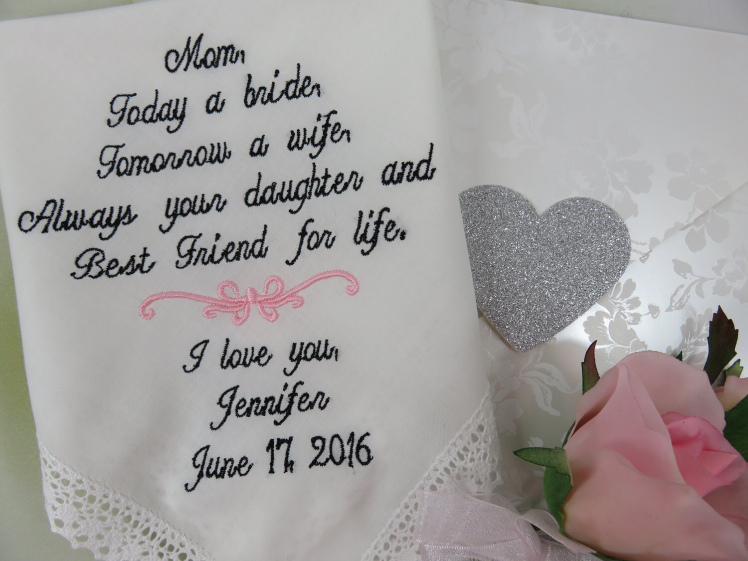 Mother of the Bride-Embroidered Wedding Handkerchief, Custom Wedding …