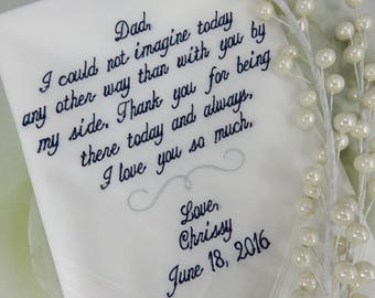 Wedding Handkerchief For Dad, Dad Handkerchief, Father of the Bride Wedding Gift, Gift for Dad, Wedding Hankerchief, Wedding, Hanky, Hankies