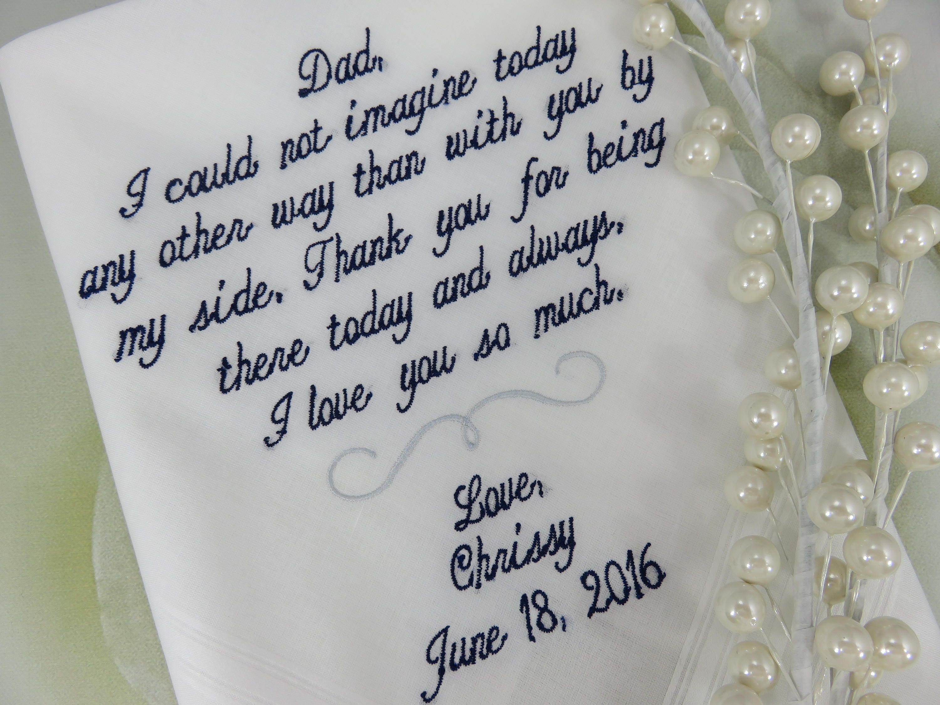 Wedding Handkerchief For Dad, Dad Handkerchief, Father of the Bride W…