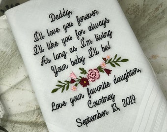 Bodas, Regalo de pañuelo de boda para el padre de la novia Pañuelo personalizado para papá de la novia, pañuelo de boda bordado FOB7
