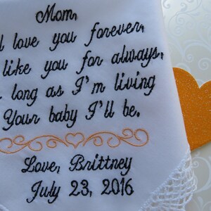 Mother Of The Bride, Wedding Handkerchief, Personalized Embroidery, Wedding Hankies-Gift For Mom-Mother Of The Groom Wedding Gifts TNC19{10}