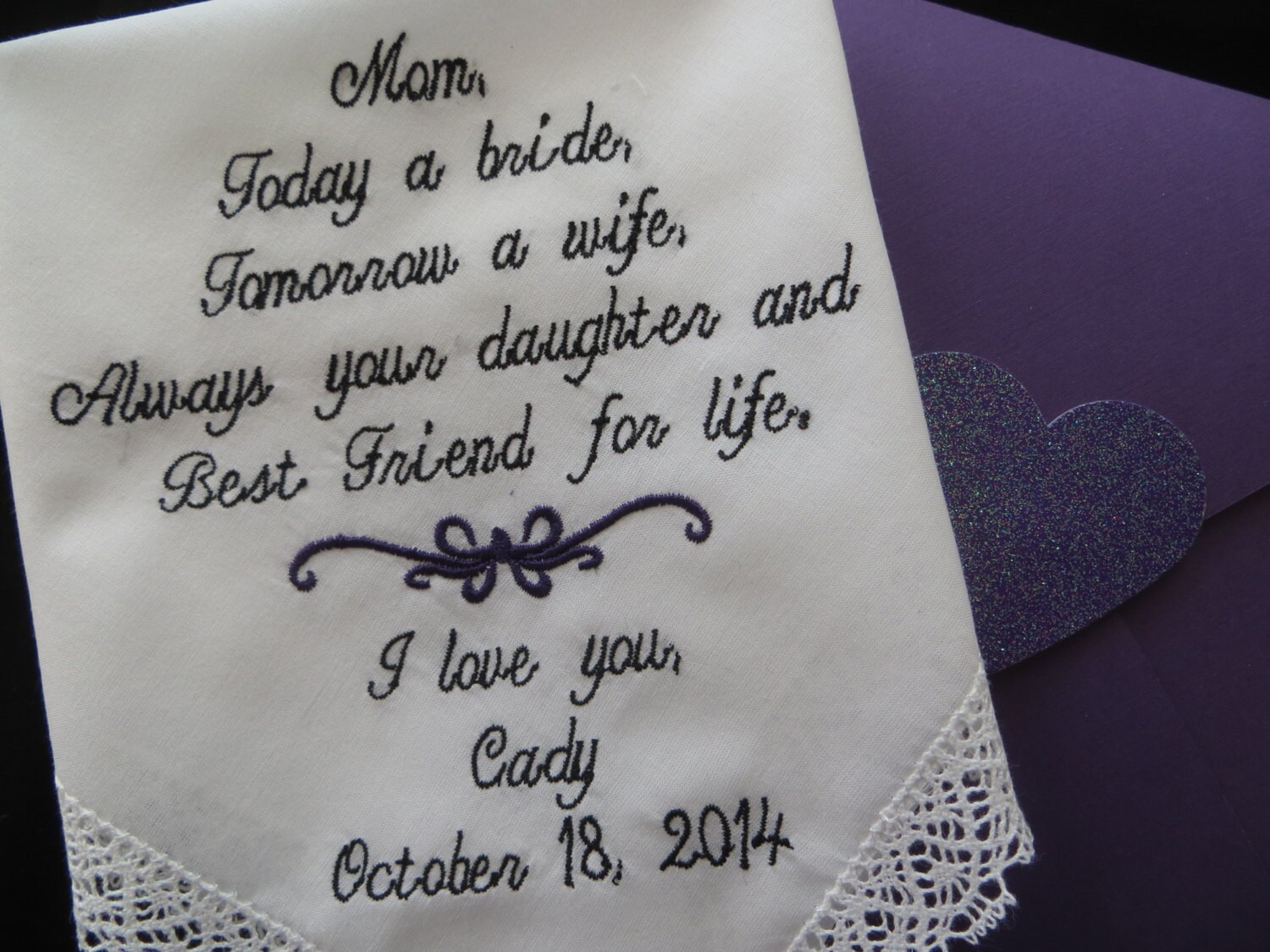 Mother of the Bride gift Wedding Handkerchief Embroidery makes specia…