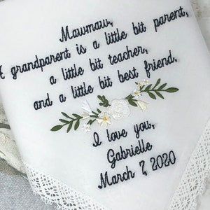 Grandparents of the Bride Gifts from the Bride, Grandmother Wedding Handkerchief, Grandmother of Bride Embroidered Wedding Gifts