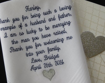 Father of the Groom Handkerchief, Embroidered Wedding Gift