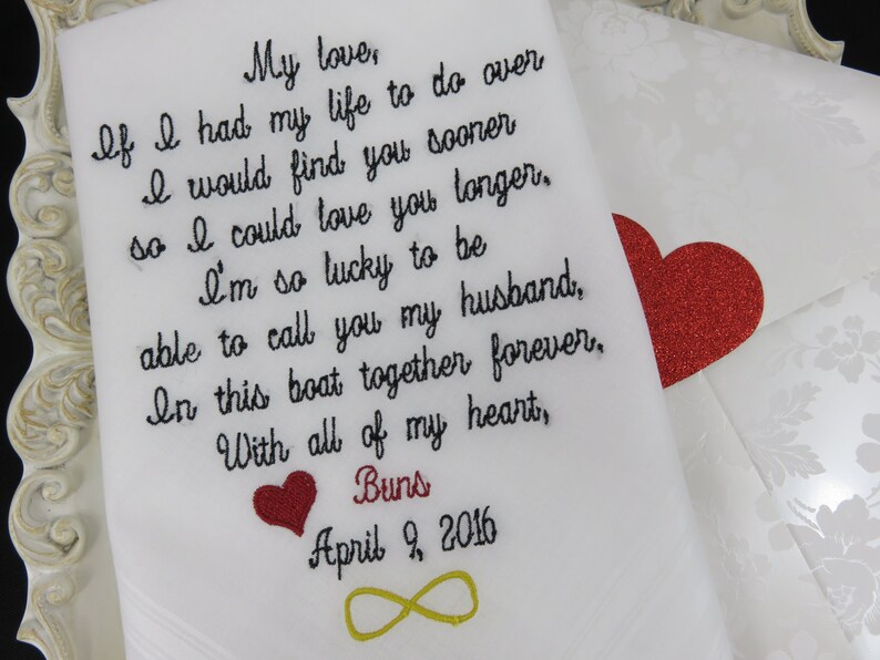 Groom Handkerchiefembroidered Wedding Gifthusband and WIFE Etsy