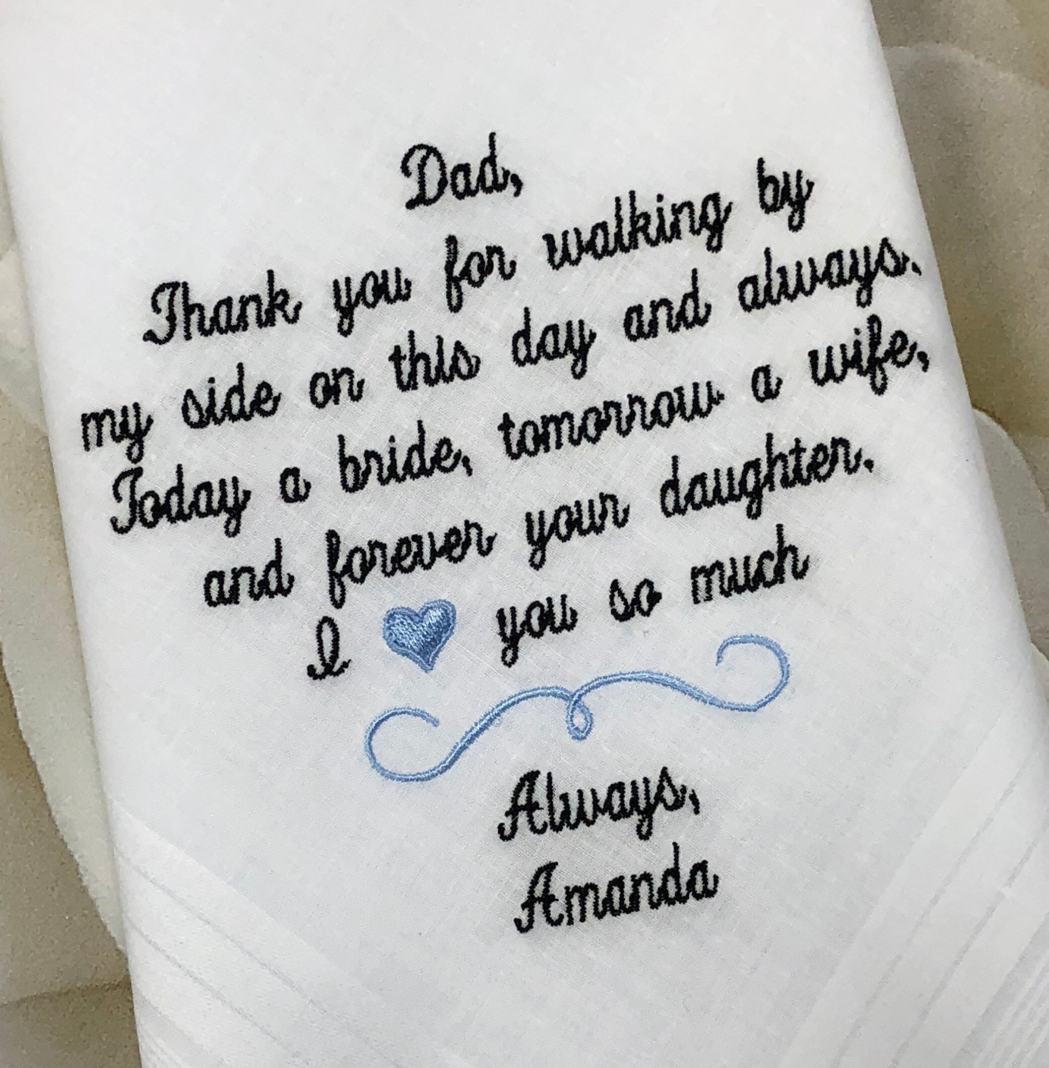 handkerchief for dad on wedding day
