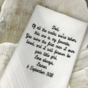 Embroidered Wedding Handkerchief For Father Of The Bride - Wedding Gift