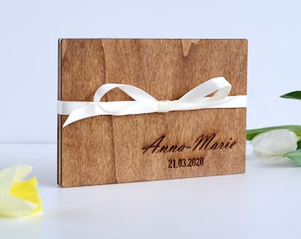 Photo Gifts - Wooden Photo Album with Personalized Engraving for Any Occasion