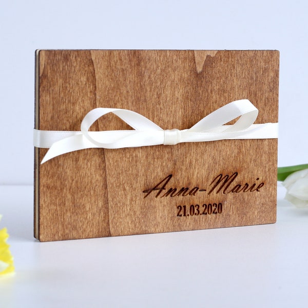 Photo Gifts - Wooden Photo Album with Personalized Engraving for Any Occasion