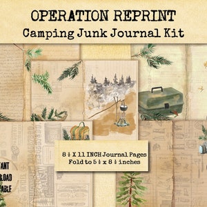 Camping Junk Journal Kit Collage Paper Embellishment and Ephemera Pack ...